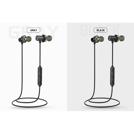 AWEI X650BL Wireless Bluetooth Headset Dual Dynamic Earphones Neckband Headphones IPX5 Waterproof BT4.1 Black