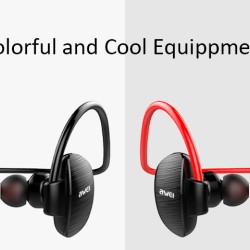 Awei A847BL Wireless Sweatproof Earphone Ear Hooks Neckband Style Bluetooth Sports Earbuds For Mobile Phone Black