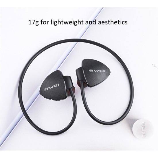 Awei A847BL Wireless Sweatproof Earphone Ear Hooks Neckband Style Bluetooth Sports Earbuds For Mobile Phone Black