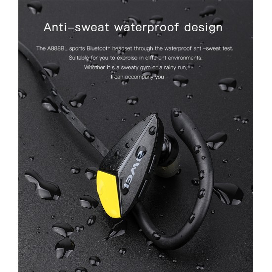 Awei A888BL Sport Wireless Earphones Bluetooth IPX4 Waterproof Bass Stereo Headset with Microphoe Noise Reduction Black