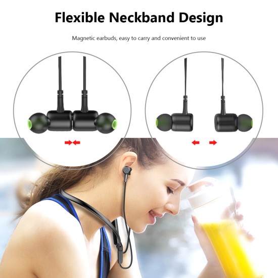 Awei G30BL Magic Magnet Wireless Bluetooth 4.2 Headphones Neckband Sport Earbuds Support Hands-Free Calling Black