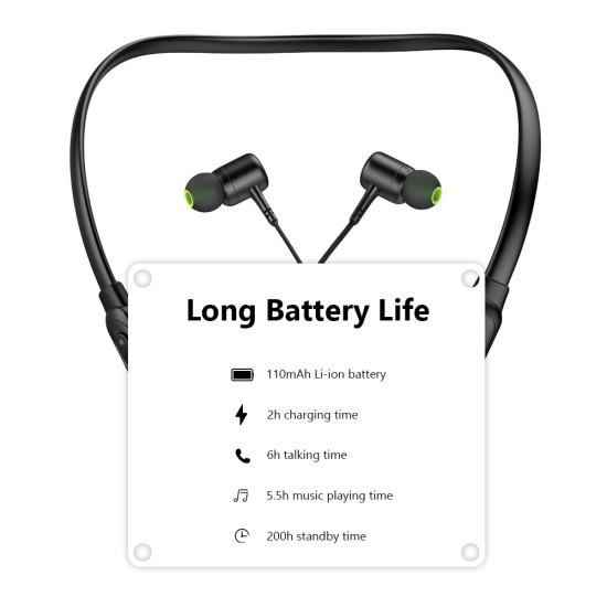 Awei G30BL Magic Magnet Wireless Bluetooth 4.2 Headphones Neckband Sport Earbuds Support Hands-Free Calling Black