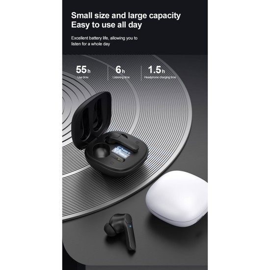 B11 Wireless  Headset Bluetooth-compatible 5.0 Strong Signal Binaural Call Stereo Sports Headphones Touch Screen Noise Canceling Earphone White