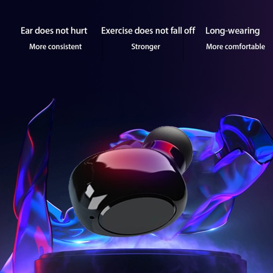 Bluetooth 5.0 Earphones Mini LCD In-ear Headphones Wireless Binaural Talk High Capacity Earbuds black