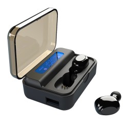 Bluetooth 5.0 Earphones Mini LCD In-ear Headphones Wireless Binaural Talk High Capacity Earbuds black