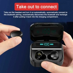 Bluetooth 5.0 Headset LED Mini TWS Wireless Earphones Earbuds Stereo Headphones black