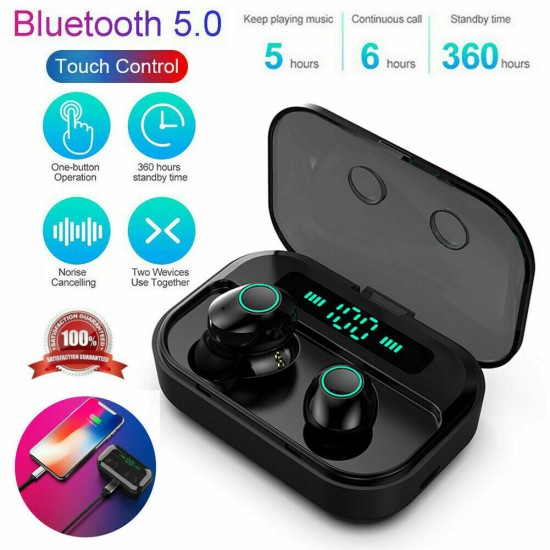 Bluetooth 5.0 Headset TWS Wireless Earphones Mini Earbuds Stereo Headphones Wireless Earphones black