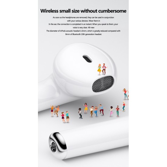 Bluetooth Earphone 5.0 HIFI Wireless Headphons Sport Earbuds Headset Touch Control With Charging Box For Smartphone White