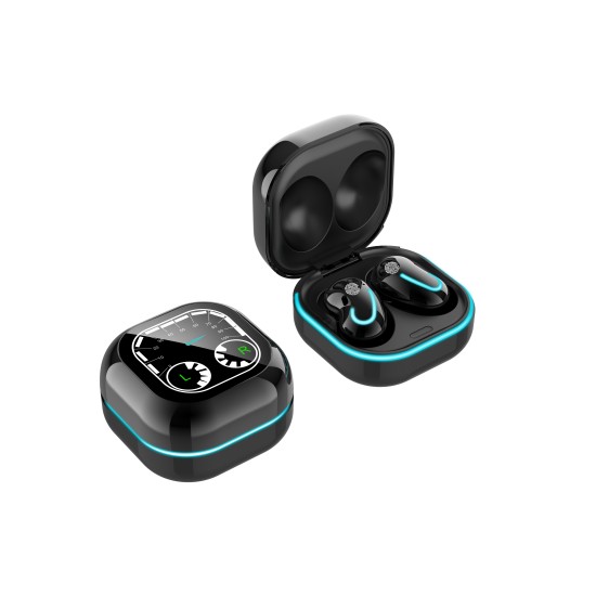 Bluetooth Earphones Breathing Light Timetable Display Tws 5.1 Wireless Mini Touch Control Bluetooth Headset black