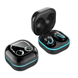 Bluetooth Earphones Breathing Light Timetable Display Tws 5.1 Wireless Mini Touch Control Bluetooth Headset black