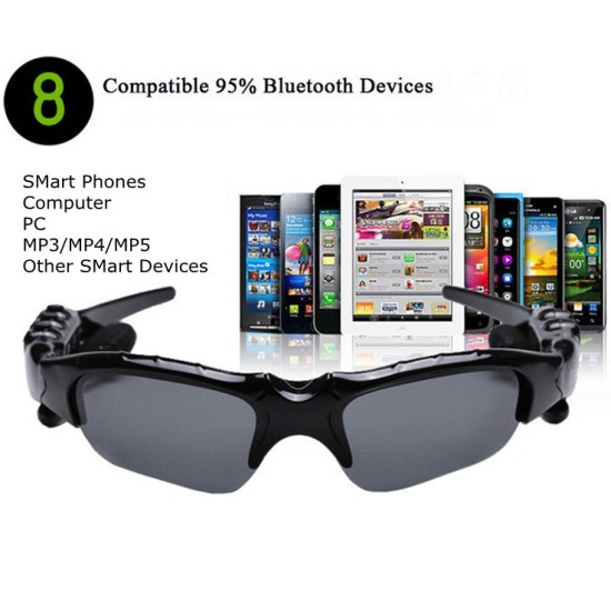 Bluetooth Glasses Sport Stereo Wireless Bluetooth 4.1 Headset Telephone Driving Sunglasses/mp3 Riding Eyes Glasses Brown