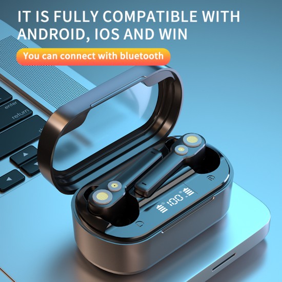 Bluetooth Headset Dual-moving Coil Heavy Bass Noise Reduction Wireless Tws Sports Headphone black