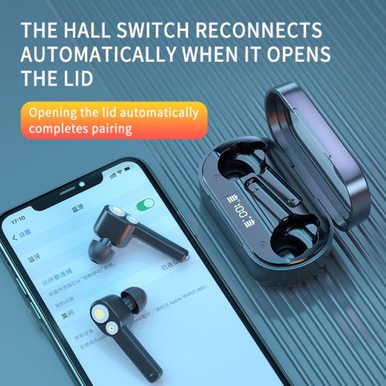 Bluetooth Headset Dual-moving Coil Heavy Bass Noise Reduction Wireless Tws Sports Headphone black