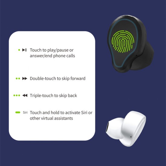 Bluetooth Headset Stereo Bluetooth 5.0 Mini Headset Noise Reduction Stereo Phone-call Headphones white