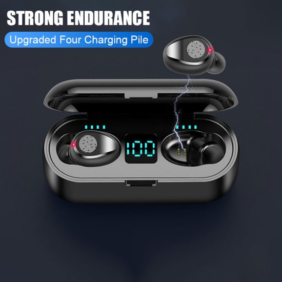 Bluetooth V5.0 Earphone Wireless Earphones Stereo Sport Wireless Headphones Earbuds Headset 2000 mAh Power for iPhone Xiaomi black