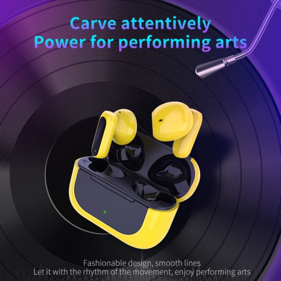 E60 Wireless Bluetooth Headphones Running Sports Music Earphones with Microphone for Android IOS Black Yellow