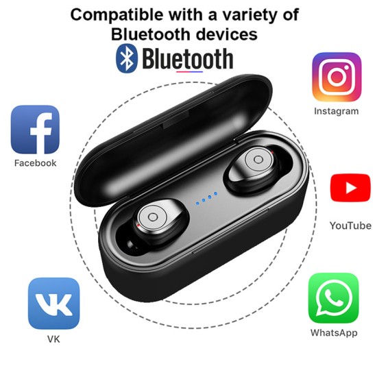 F9-1 Bluetooth Headset TWS Bluetooth Earphone ABS Black