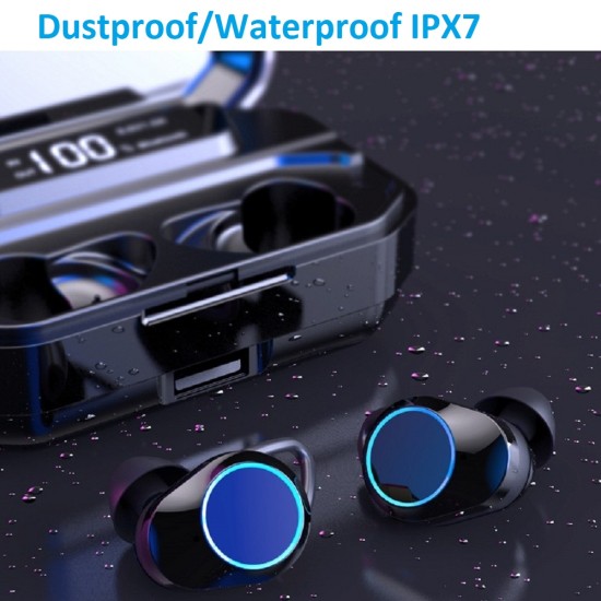 G02 TWS 5.0 Bluetooth 9D Stereo Earphone Wireless Earphones IPX7 Waterproof Earphones 3300mAh LED Smart Power Bank Case As shown