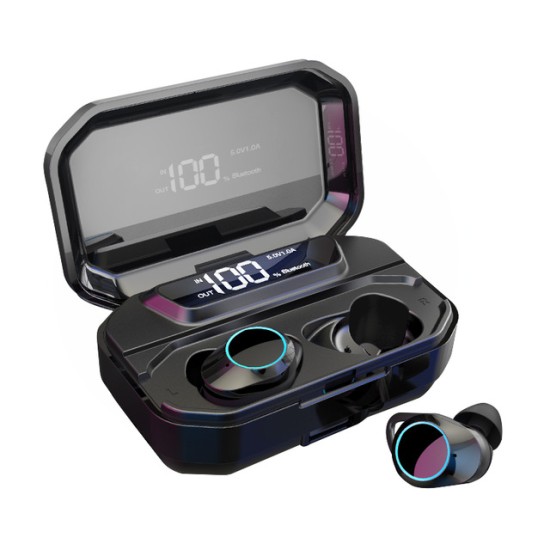 G02 TWS 5.0 Bluetooth 9D Stereo Earphone Wireless Earphones IPX7 Waterproof Earphones 3300mAh LED Smart Power Bank Case As shown