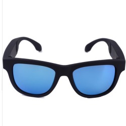 G1 Bone Conduction Music Playing Headset Polarized Glasses Sunglasses Black frame blue lens