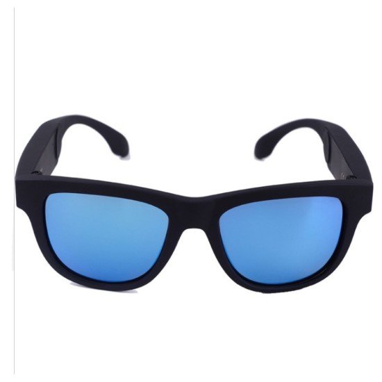 G1 Bone Conduction Music Playing Headset Polarized Glasses Sunglasses Black frame blue lens