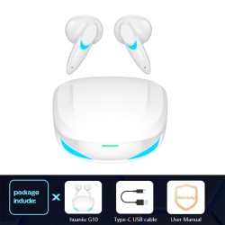 G10 Tws Bluetooth-compatible 5.1 Gaming Headset Low Latency Ultra-long Battery Life Touch-sensor Sports Wireless Headset elegant white