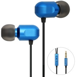 GGMM Fashion Metal In-ear Earphones Stereo Noise Cancelling Blue Headset