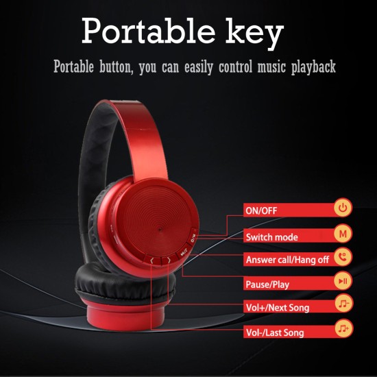 Head-mounted Foldable Plug In Card Heavy Bass Stereo Bluetooth Headset platinum