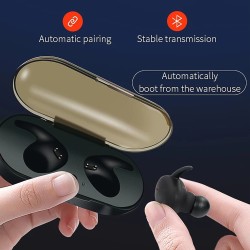 High Quality Wireless Earphone Portable 5.0 Bluetooth Headset Invisible Earbud for All Smart Phone black