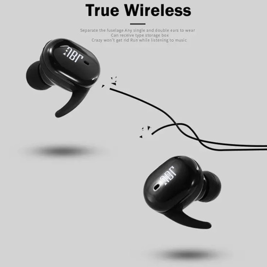 High Quality Wireless Earphone Portable 5.0 Bluetooth Headset Invisible Earbud for All Smart Phone black