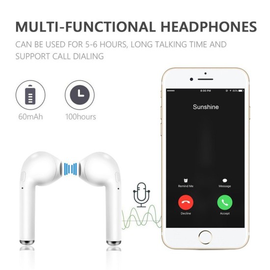 I7S Tws Wireless Bluetooth Headset With Charging Compartment Power Capacity Display Earphones Black