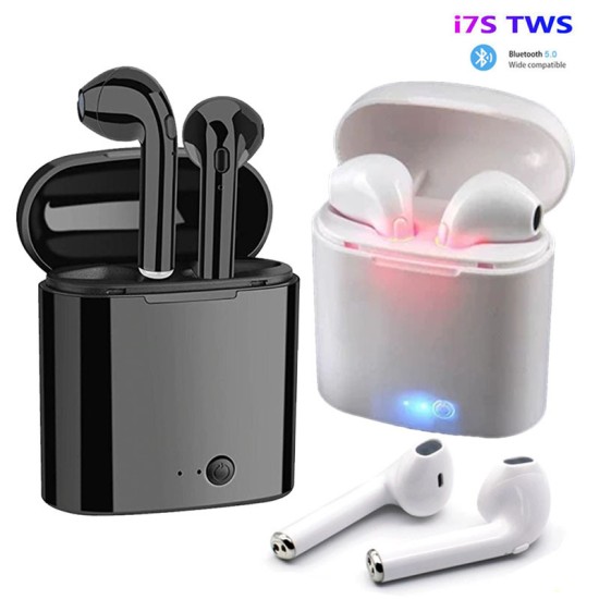 I7S Tws Wireless Bluetooth Headset With Charging Compartment Power Capacity Display Earphones Black