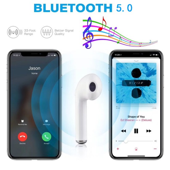 I7S Tws Wireless Bluetooth Headset With Charging Compartment Power Capacity Display Earphones White