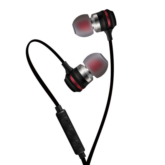 In-ear Wire-controlled Stereo Metal Magnetic Absorption Earphone Black silver