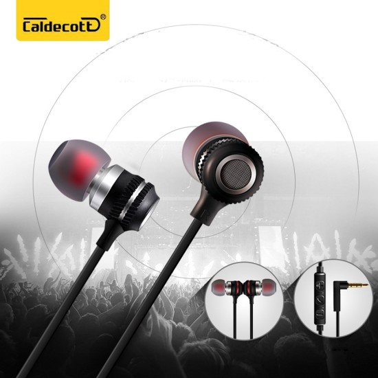 In-ear Wire-controlled Stereo Metal Magnetic Absorption Earphone black