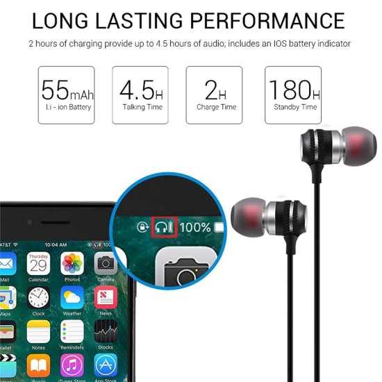 In-ear Wire-controlled Stereo Metal Magnetic Absorption Earphone black