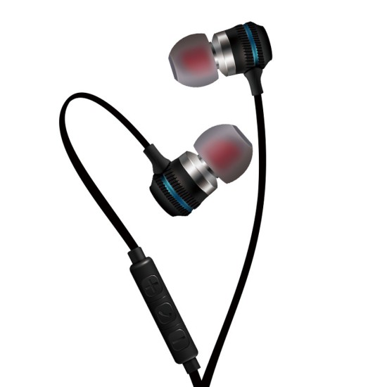 In-ear Wire-controlled Stereo Metal Magnetic Absorption Earphone black