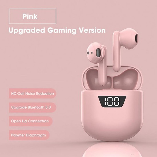 J55 Tws Wireless Bluetooth Headset Noise Reduction Music Earbuds Sports Earphone Pink