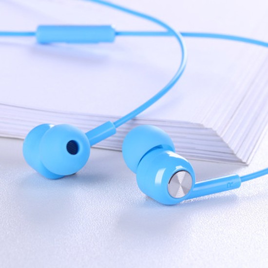 JOYROOM E102S Earphone Second Eneration Bloom Series Heavy Bass Metal Fashion Cool Music Earbuds with Mic - Blue