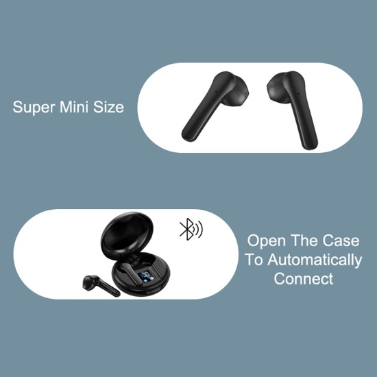 Js82 Mini Wireless Bluetooth 5.0 Headphones Tws Digital Display Touch-control Noise Cancellation Sports Headset White