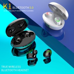 K1 Touch Bluetooth Headset 5.0 Wireless Binaural In-ear Earbuds With Power Display Bluetooth Headset White