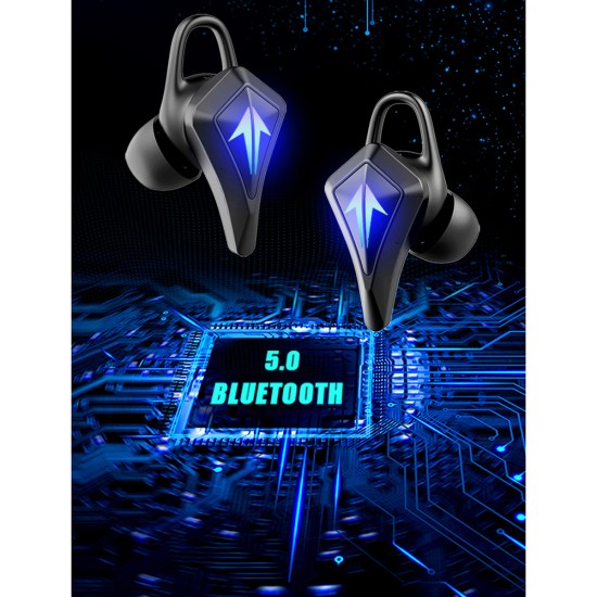 K9 Headphones Tws Wireless Bluetooth 5.2 Gaming Earphone Waterproof Sports Earbuds Silver Black