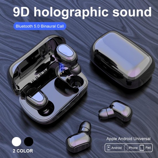 L21 True HIFI Wireless Bluetooth 5.0 Headset Sport Twins Headset 3D Stereo Portable Charging Box black