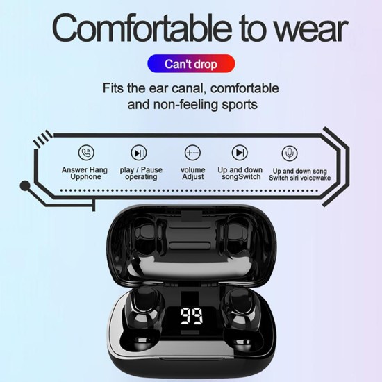 L21pro Wireless Bluetooth-compatible V5.0 Headset Lightweight In-ear Earphones Wide Compatibility Fast Automatic Pairing Earbuds black