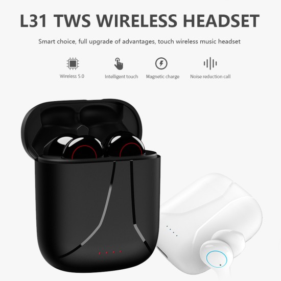 L31 Tws Bluetooth Earphone Music Earpieces Business Headset Sports Earbuds Suitable Wireless Headphones for Xiaomi Huawei Iphone white