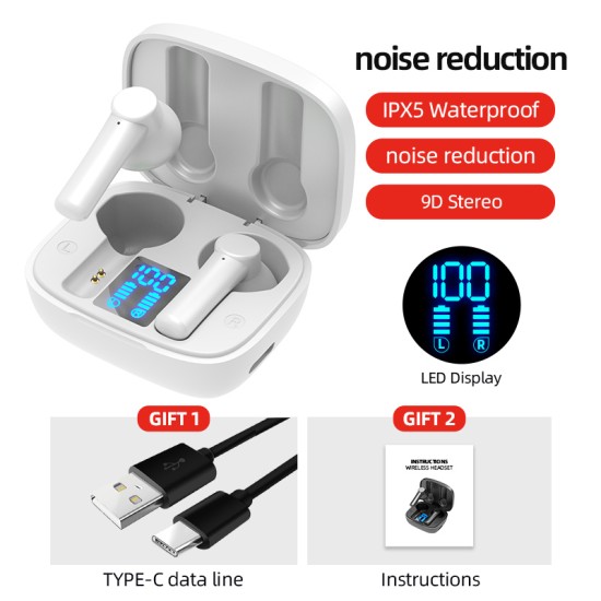 Lb-8 Bluetooth  Earphones True Wireless Headphones 5.0 Tws In-ear Earbuds Ipx5 Waterproof Earphones black