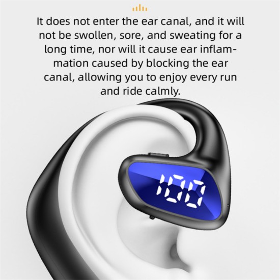 M-k8 Bluetooth Earphone Hanging Ear Type Unilateral Headsets Waterproof Music Earbuds Black