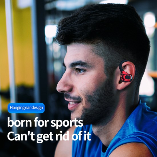 M-l8 Bluetooth Earphone with Charging Cabin Mini In-ear Business Sports Hanging Ear Headsets Black