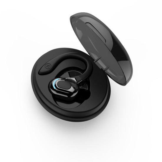 M-l8 Bluetooth Earphone with Charging Cabin Mini In-ear Business Sports Hanging Ear Headsets Black