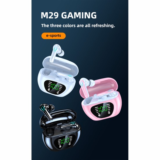 M29 Gaming  Headset Sports Bluetooth-compatible 5.1 Wireless Low Latency Headphones Waterproof Intelligent Noise Reduction Earphones black